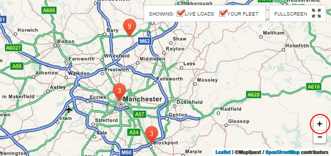 Find lorry loads on the Returnloads net interactive map